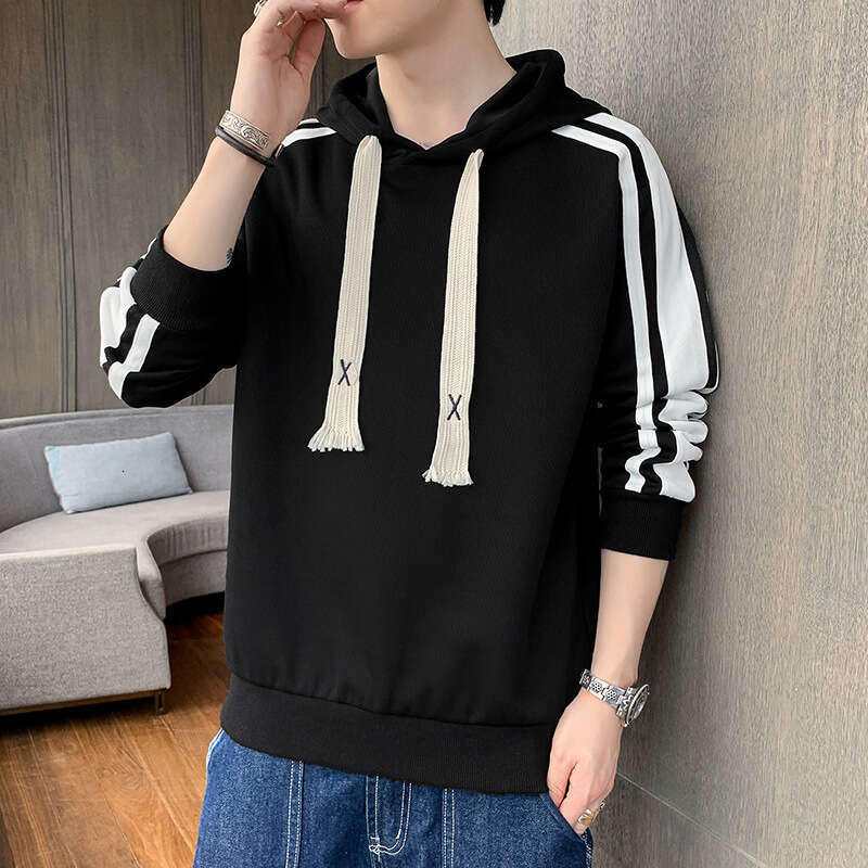 Men's Spring and Autumn 2024 New Casual Versatile Solid Color Youth Trend Long Sleeved T-shirt Hooded Men's Hoodie Outstanding Mens Fashion 