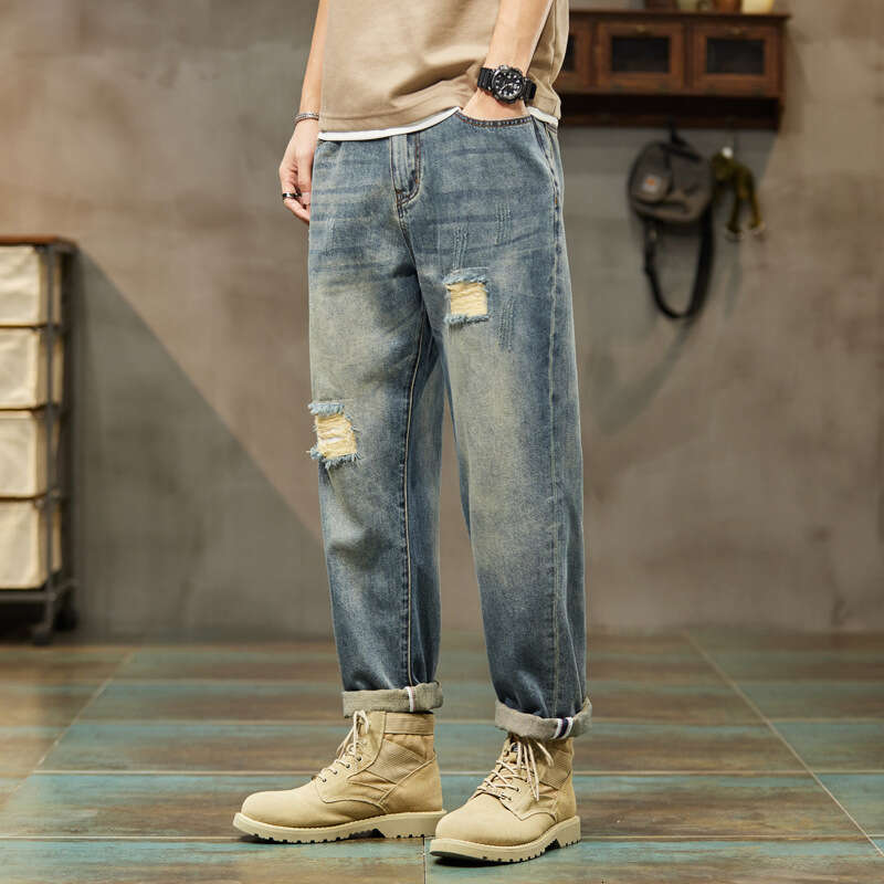 Jeans 2024 Spring and Autumn Straight Leg Loose Casual Korean Version Trend Versatile Oversized Pants Mens Fashion Brand College Style Pants Trousers 