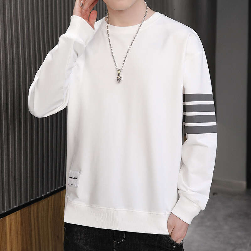 New Hoodie 2024 Autumn Korean Style Trendy Loose Solid Color Cotton Long Sleeved T-shirt Base Shirt Men's Clothing Polo Jacket Hoodies Designer W