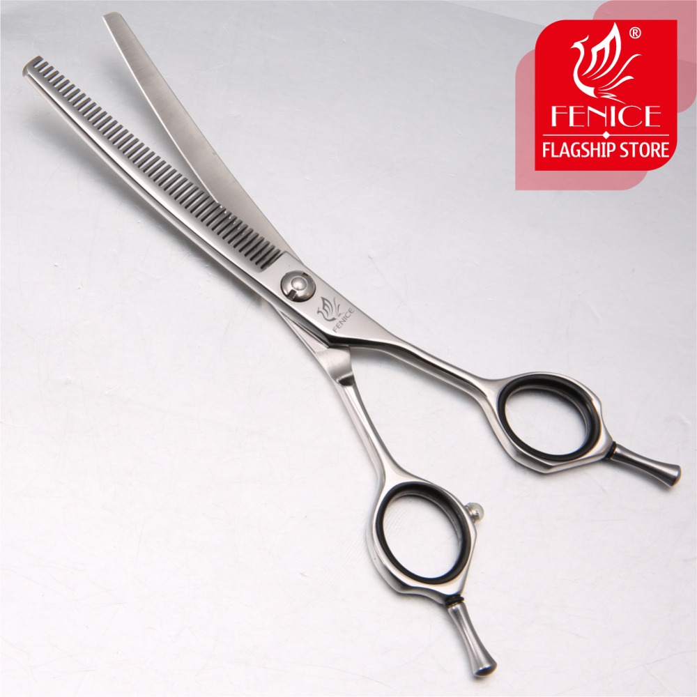 Fenice 6.5 inch high-end Professional Pet dog Grooming Scissors Curved scissors thinning shears Thinning rate about 35%