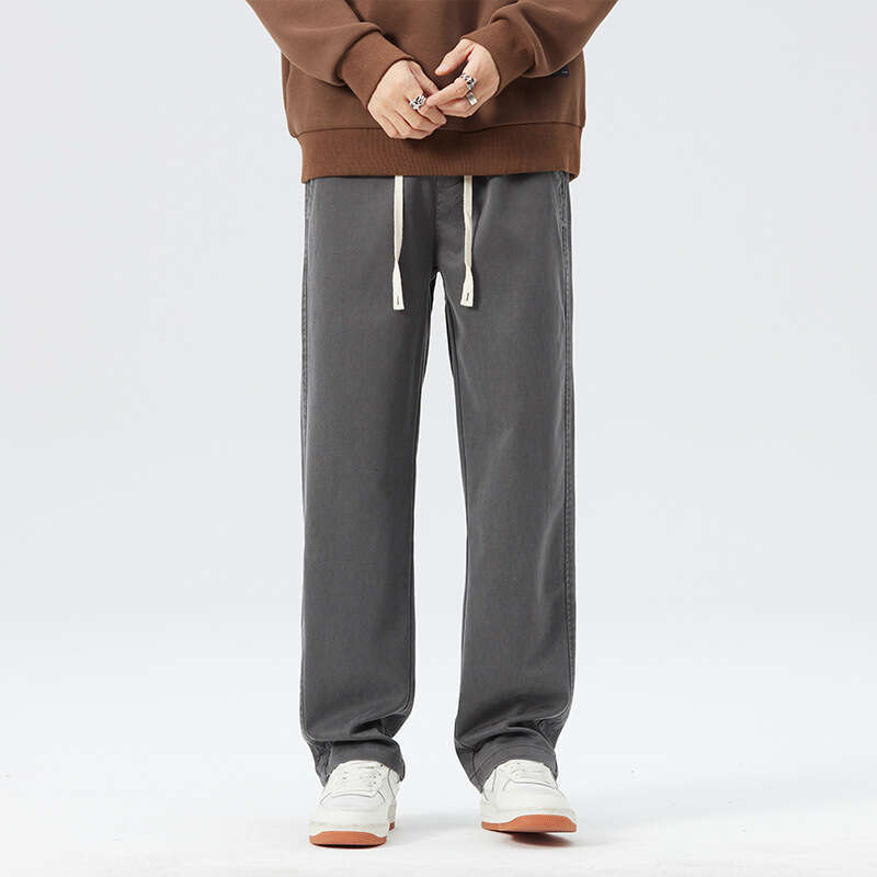 Wide Jeans Spring and Autumn Loose Straight Leg Trend 2024 New Elastic Casual Long Mens Pants Breathable Sport Overalls Straight Tube Waterproof Trous