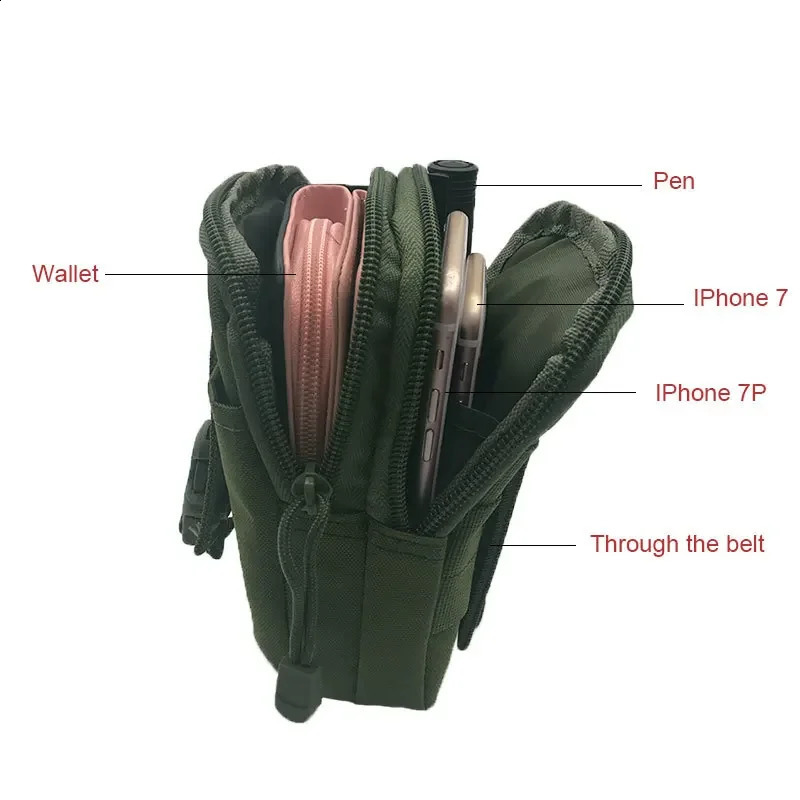 Outdoor Men Camouflage Waist Pack Bum Bag Pouch Waterproof Tactical Sport Hunting Belt Molle Nylon Mobile Phone Bags Travel Tool 240725