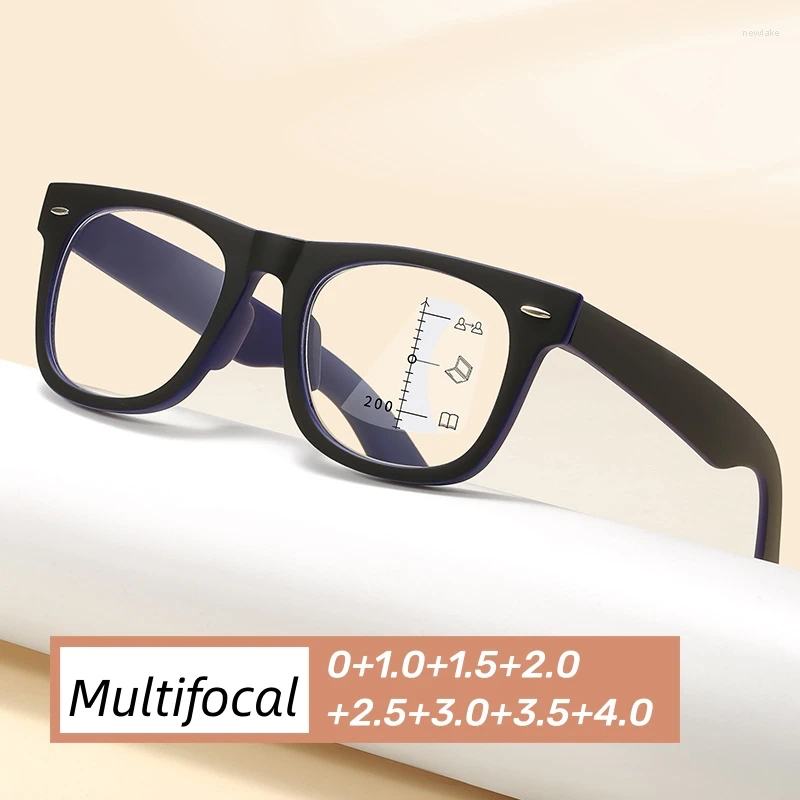 Sunglasses HD Lens Progressive Multifocal Reading Glasses Women Men Vintage Square Presbyopia Eyeglasses Retro Anti-blue Computer Eyewear