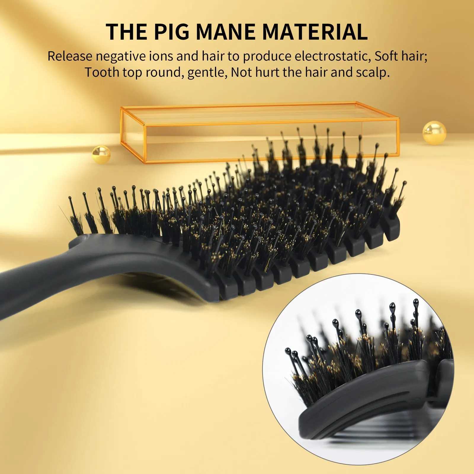 Qipooh Curved Vented Hair Brush Scalp Massage Comb Women Wet Curly Detangle Hair Brush for Salon Hairdressing Styling ToolsM240727