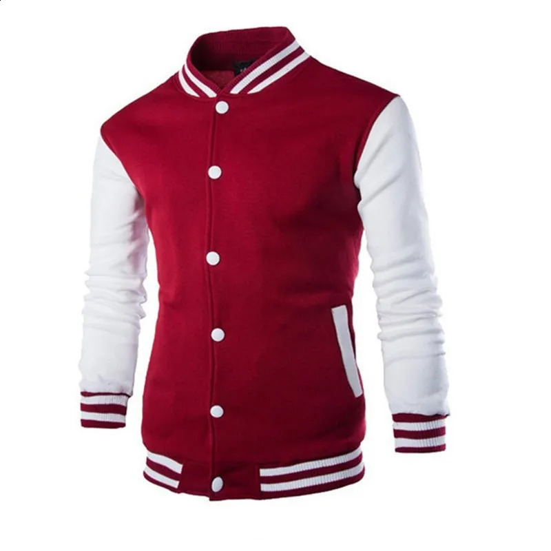 Mens baseball jacket mens fashion n wine red slim fit college team Harajuku boys sports shirt 240827