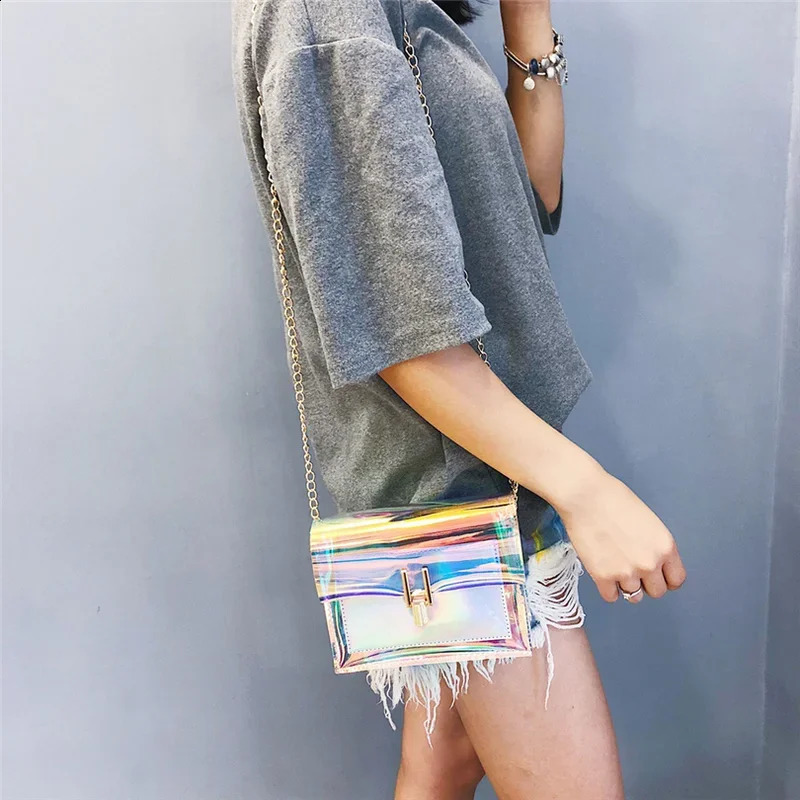 Crossbody Bags for Women 2024 Laser Transparent Bags Fashion Women Korean Style Shoulder Bag Messenger PVC Waterproof Beach Bag 240909ZY