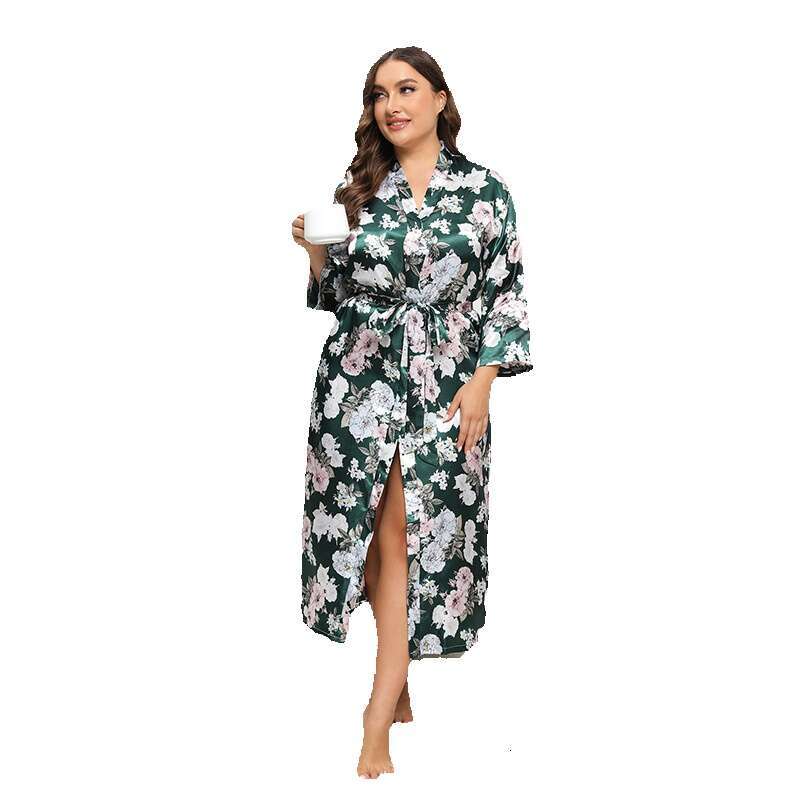 Hot selling oversized imitation silk pamas in the United States home clothing loose colored Ding bathrobes can be worn externally