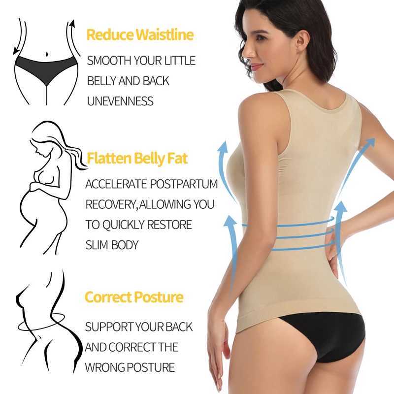 Women Padded Shapewear Camisole Body Shaper Compression Shirt With Pads Waist Trainer Tummy Slimming Tank Tops Seamless CorsetL240727