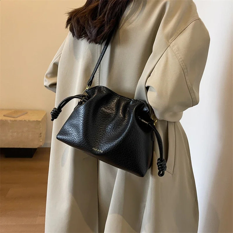 Drawstring Shoulder Bag | 2024 PU Leather Retro Sweet Women's Crossbody Purse 4