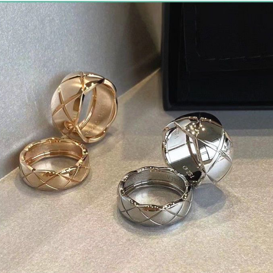 High quality Sier Crush Rings Gold Emed Rhomboid Dias Ring Quilted Pattern Lends Graphic Shapes Original Collection Never Fade Women Jewel Gift