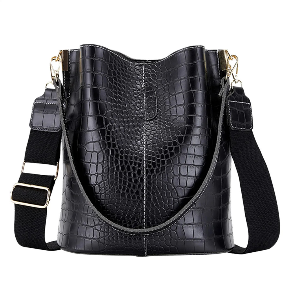 Leather Crossbody Women Large-capacity Patchwork Fashion Bucket Bags Pattern Shoulder New Messenger Handbag 240726