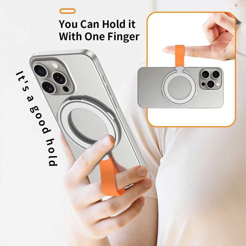 2023 New Strong Magnetic Mobile Phone Holder for Magsafe Accessories Magnet Stand with Strap Bracket for iPhone 13 14 15 SamsungM240725