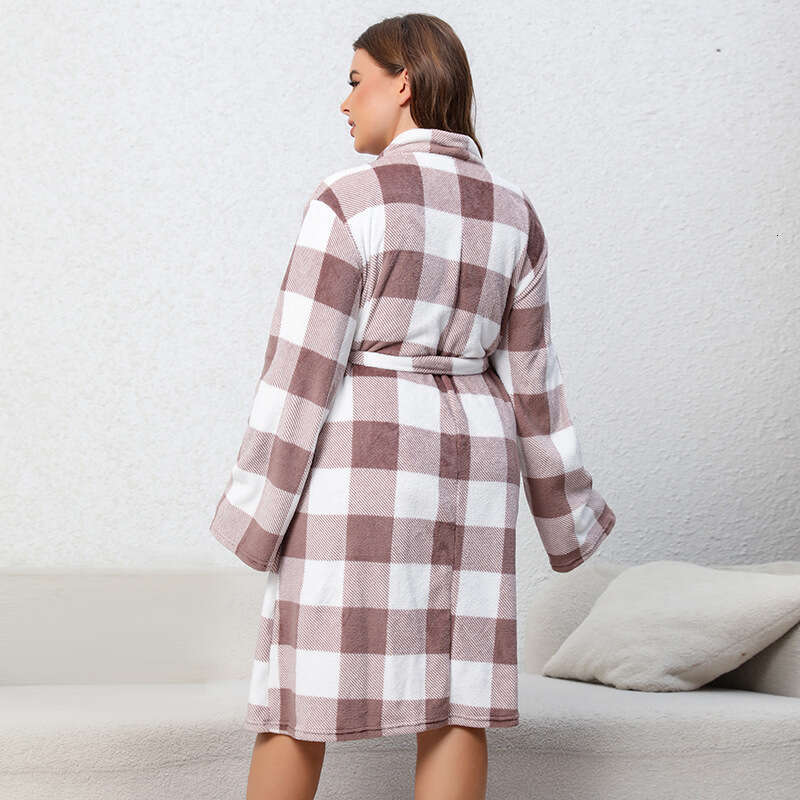 Thickened new plus size flannel bathrobes pamas home clothes autumn and winter womens long sleeves