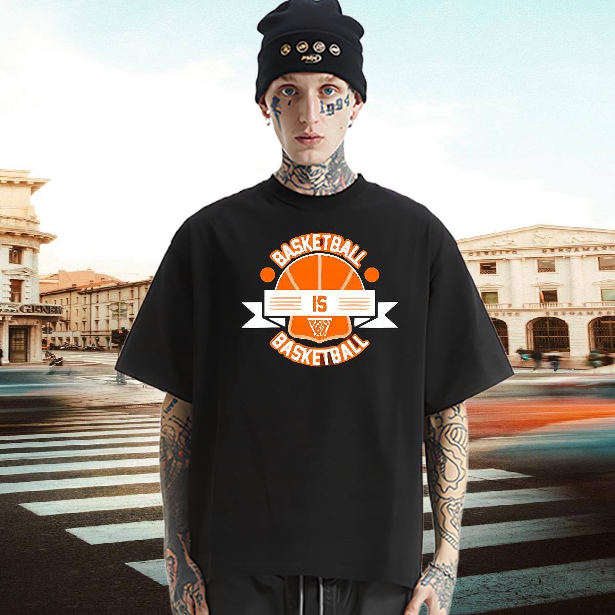 New Designer T-Shirts for Men letter Clothes 230g Pure Cotton Casual Daily Wear Loose Fit Asian Size Breathable Mens Tshirts