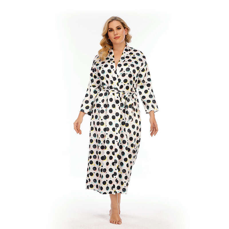 Hot selling spring and autumn season imitation silk oversized womens thin long sleeved home clothes can be worn as pajamas xxxxl