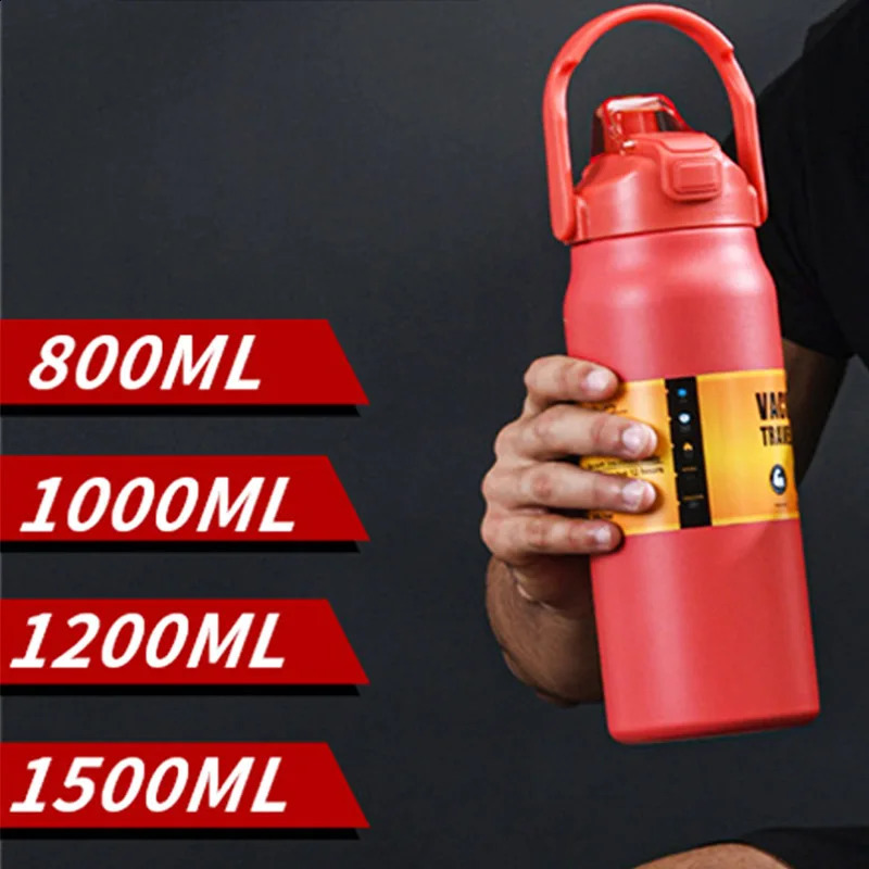 1500ML Stainless Steel Thermo Bottle Portable Thermos Large Capacity Water Tumbler Thermoses Outdoor Vacuum Flasks 240727