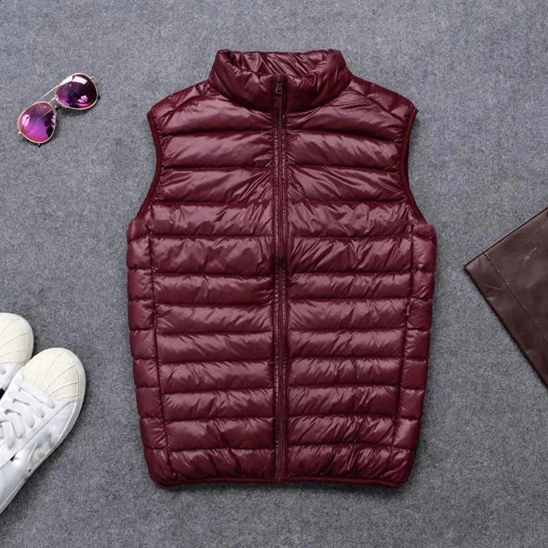 Ultra lightweight sleeveless inflatable vest ultrathin warm and down jacket winter mens duck 240822