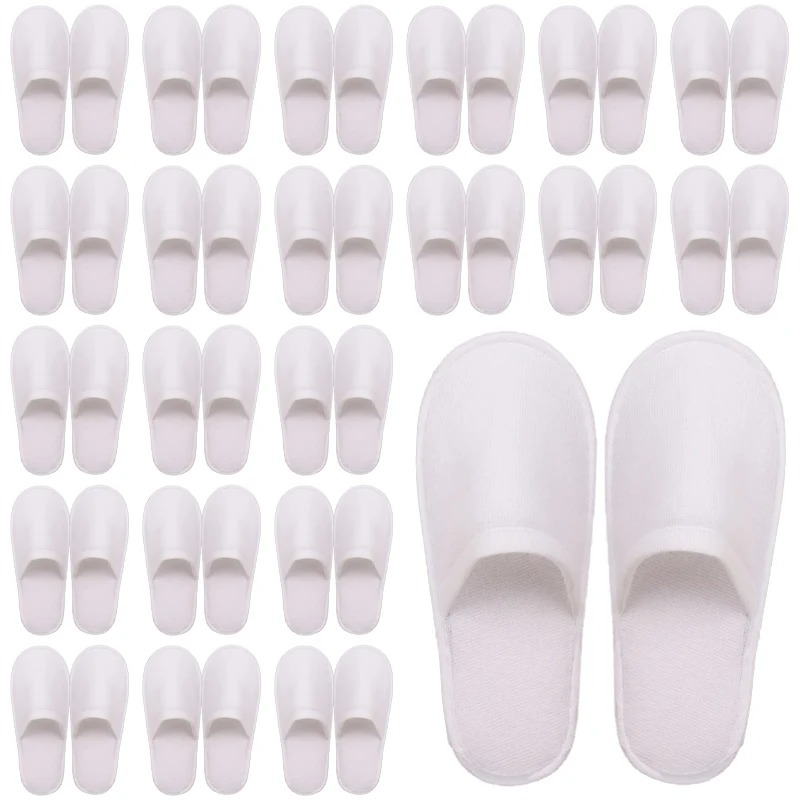 20 Pairs Disposable House Slippers Closed Toe Spa Slippers Unisex Non-Slip Slippers Fit Size Bulk Pack for Guests Hotel