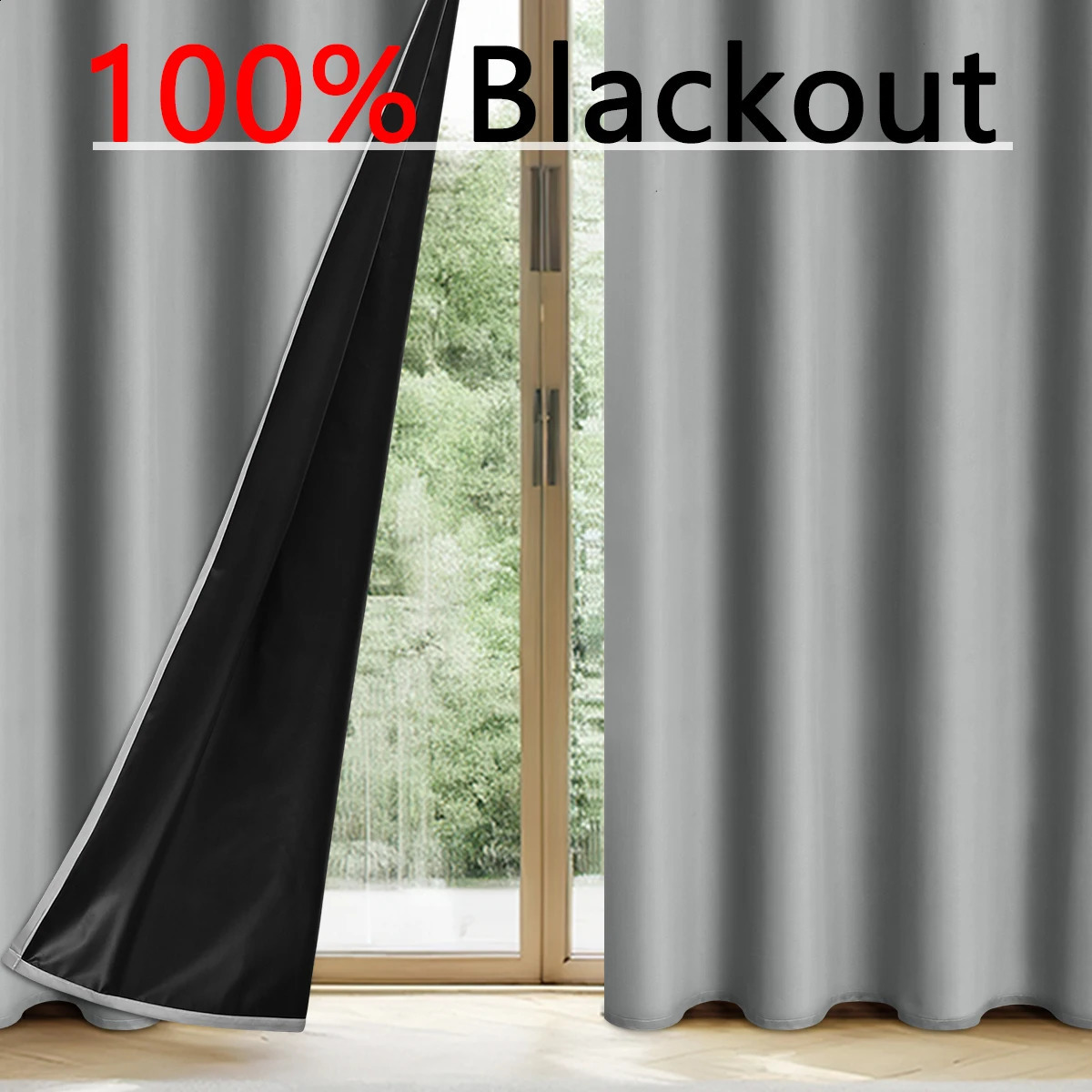1 piece of solid color full tone and sun protection 100 blackout curtains bedroom living room Curtain 240726