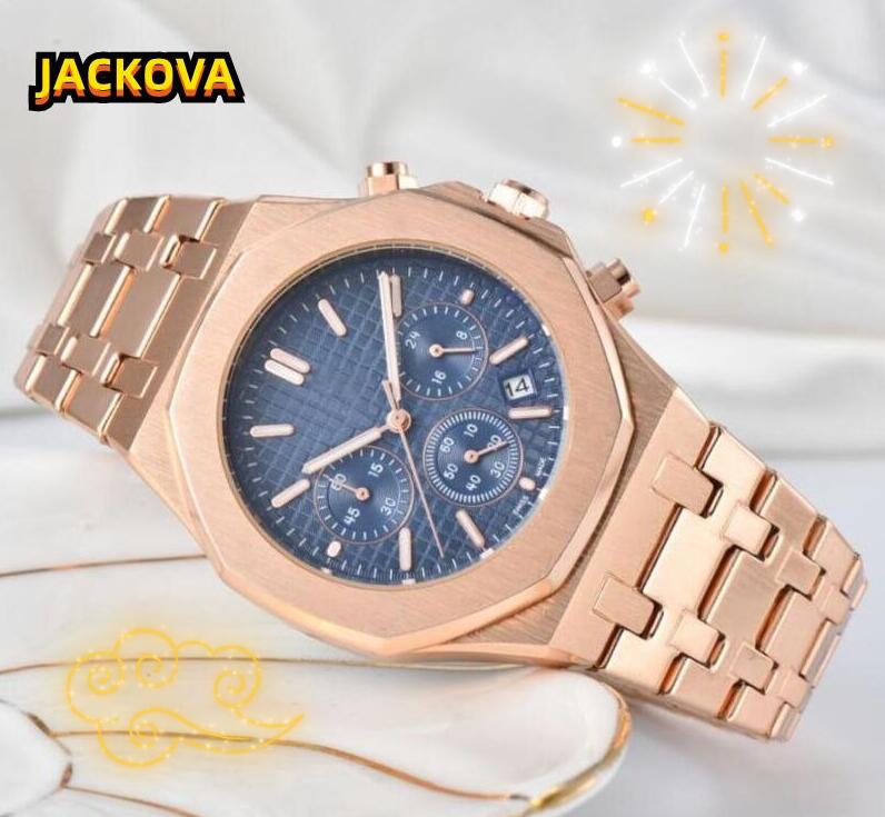 Cool quartz automatic movement fashion mens time clock watches auto date men three eyes designer watch stainless steel belt business casual luxury fine wristwatch