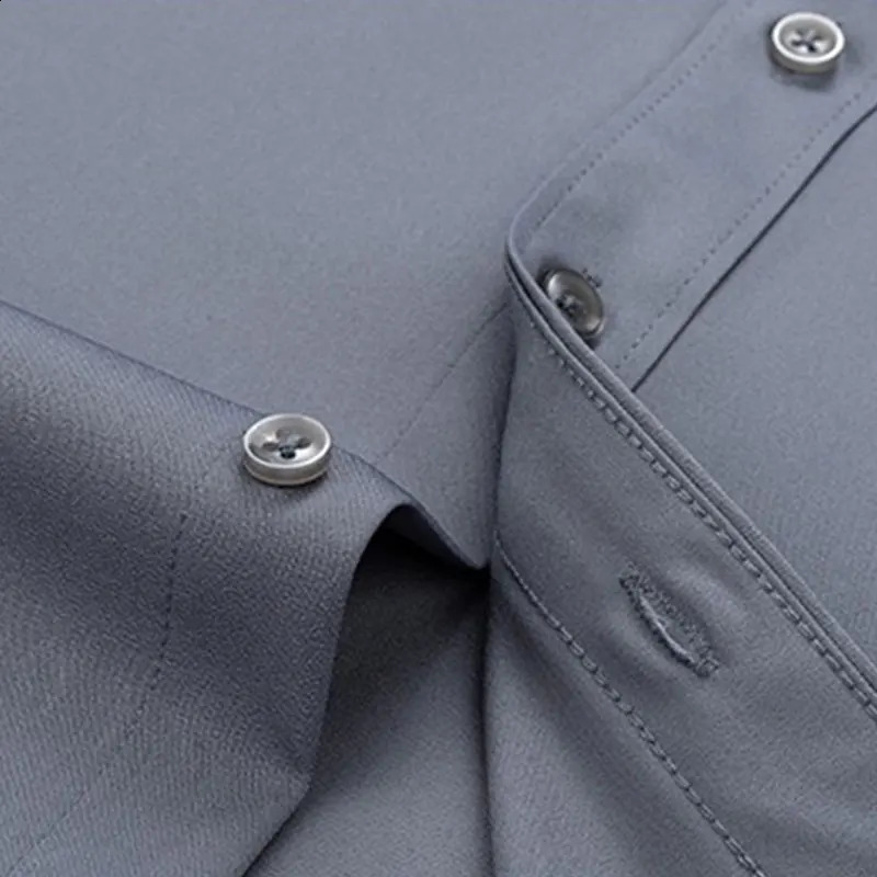 Mens Solid color Business Casual Formal shirt Fashion classic slim solid color long sleeve shirt no ironing social high quality 240822