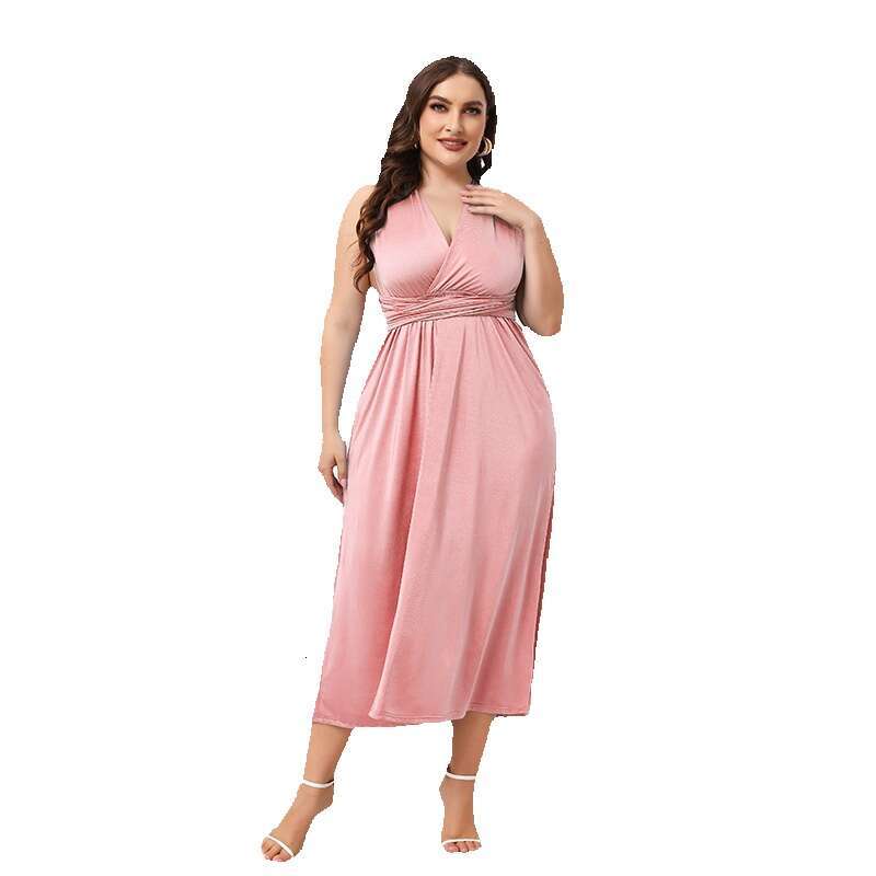 Versatile Multi Dressing Long Skirt Sexy Backless Dress Summer Tie Cross V-neck Mid Length Skirt Floral Dress Self-cultivation Sexy Oversize Dress