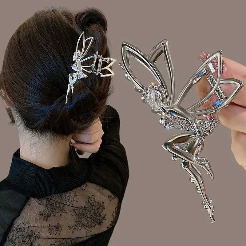Fashion Large Elf Hair Claw For Women Girls Clamps Hair Crab Metal Ponytail Hair Clip Claw Accessories Headwear Tiara HairpinL240727