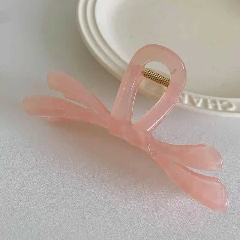 Sweet Jelly Color Large Irregular Ribbon Bow Hair Clip Claw French Style Shark Ponytail Clip Hairpin Hair Accessories HeadwearL240727