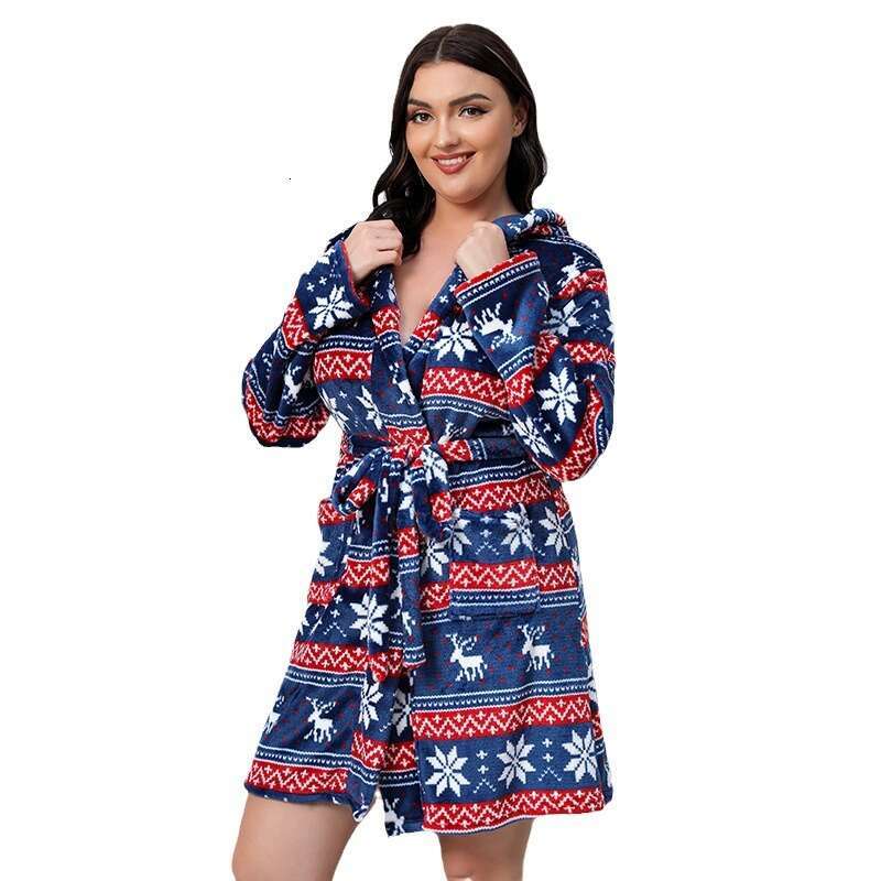 Hot selling flannel plus size pajamas for warm home wear in Nordic countries weighing 200 pounds can be worn with a horizontal bathrobe