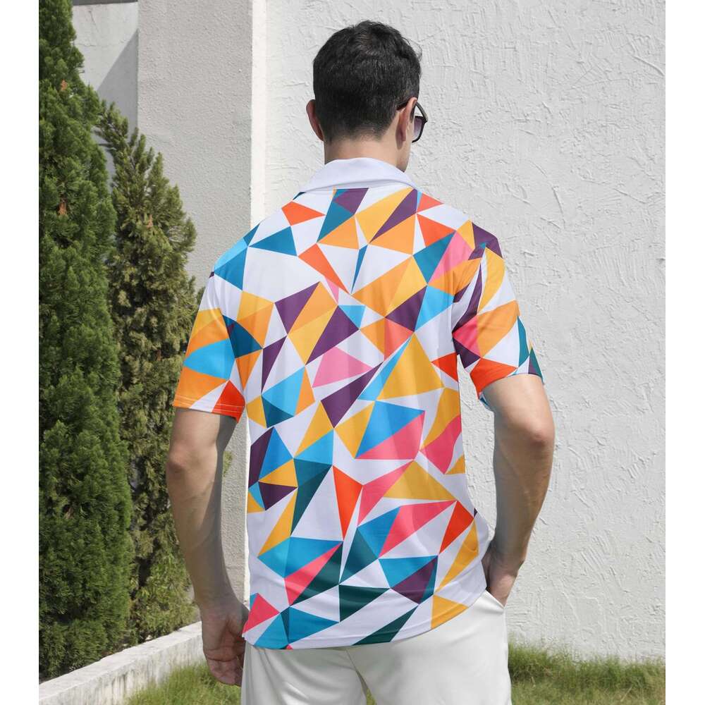 Fashion Summer tops Mens Golf Shirt Dry Fit Athletic Polo Shirts Moisture Wicking Performance 3D Print Short Sleeve Free shipping