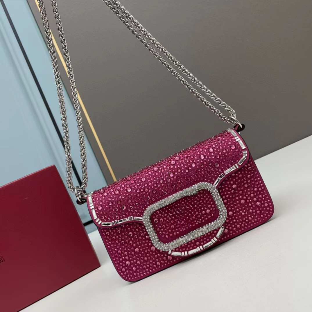 Designer Real Leather Shoulder Bag Fashion Luxury Brand Bling Shining Crystal Beads LOCO Underarm Crossbody Bag Girl Diamonds Party Evening Purses And Handbag 2761