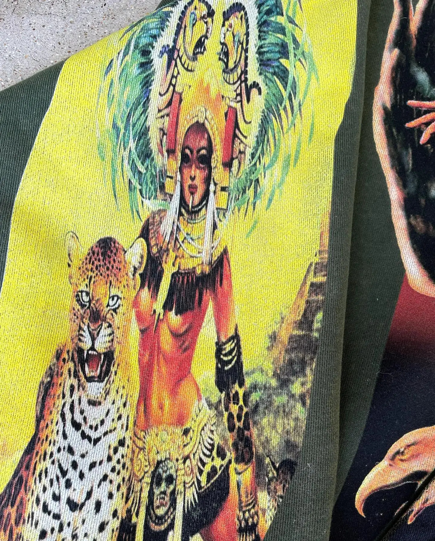 Gothic Retro Hip Hop Print Hominid Graphic Linen Green Top Hoodies Women Streetwear Sweatshirt Y2k Men Clothing Pullover 240722