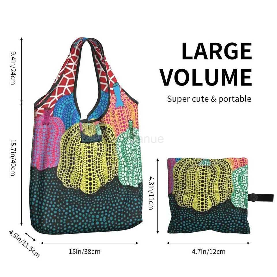 Abstract Painting Yayoi Kusama Grocery Shopping Bag Fashion Shopper Shoulder Tote Bag Big Capacity Portable HandbagXJ240727