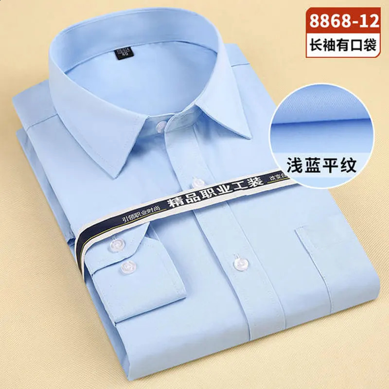 7XL 8XL Mens shirt Long sleeve cotton Spring Summer business High quality casual fashion plaid solid color no-iron plus size 240822