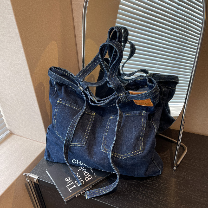 2024 new washed denim with large capacity, fashionable and casual tote bag, college student class shoulder bag H727#35 ddmy 2c00