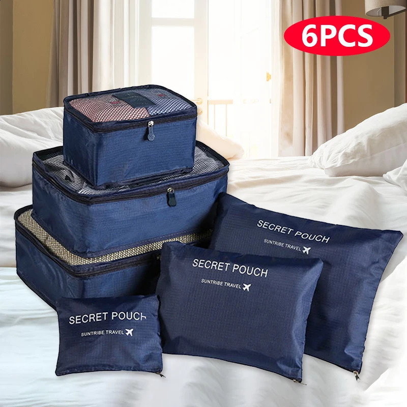 6piece travel storage bag set portable foldable luggage manager for shoe packaging clothing Tidy wardrobe 240726