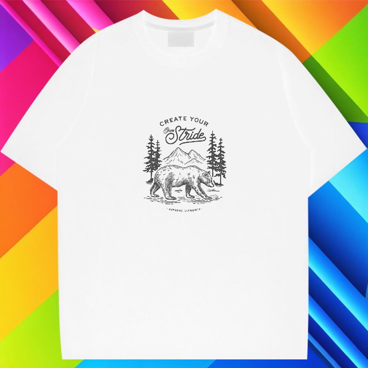2024 DIY Mens T Shirts mountains Tops Tees 230g Pure Cotton Daily Wear Brand Anime Print Breathable Soft Men Tops Tees