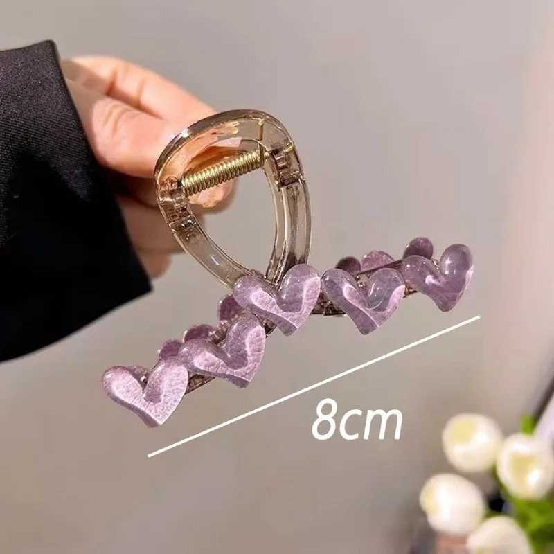 New Fashion Elegant Popular Colorful Jelly Heart Acrylic Hair Claw Clip for Women Girls Summer Hair AccessoriesL240727