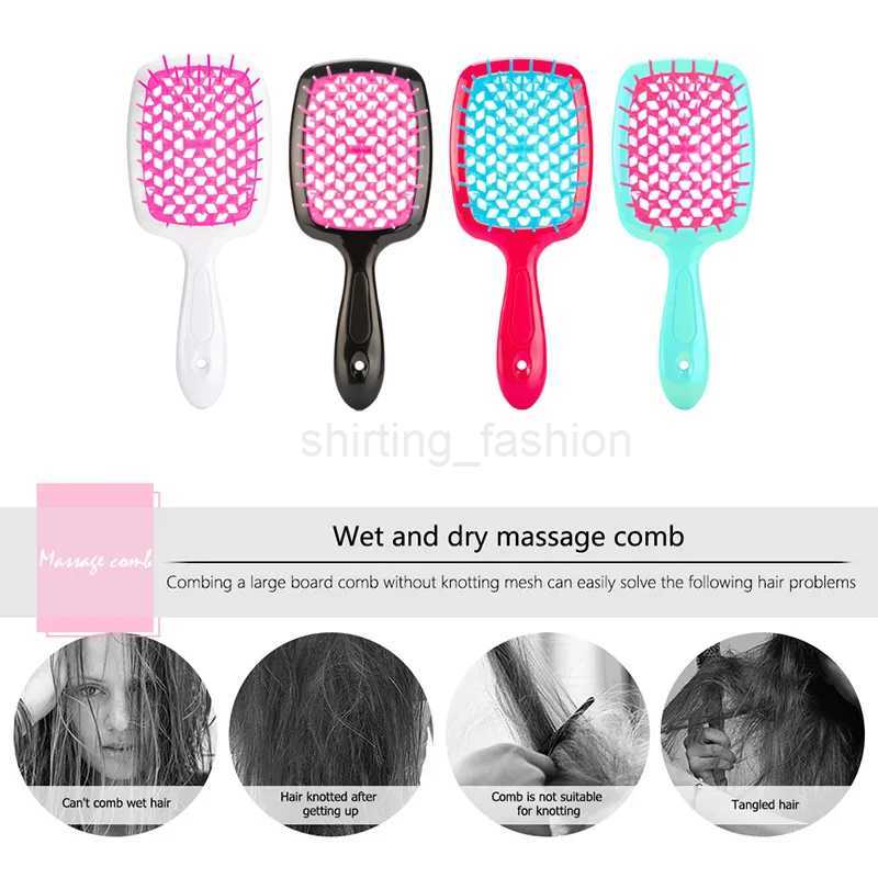 2pcs/set Janeke Massage Wet Dry Comb Demelante Original Comb Hollow Combs Curly Hair Brushes Salon Hair Styling ToolsCL240727