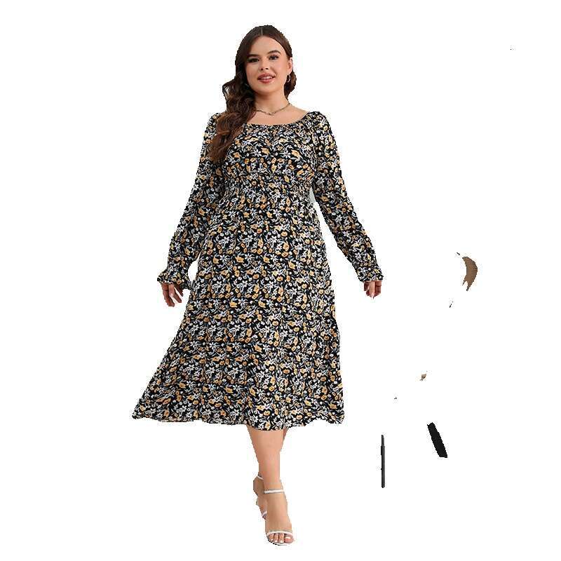 Spring New Lotus Leaf Sleeve Cotton Silk Dress with Added Fat and Oversized Long Skirt Weighing 200 Pounds Can Be Worn BOHO DRESS Pregnant Womens Dres