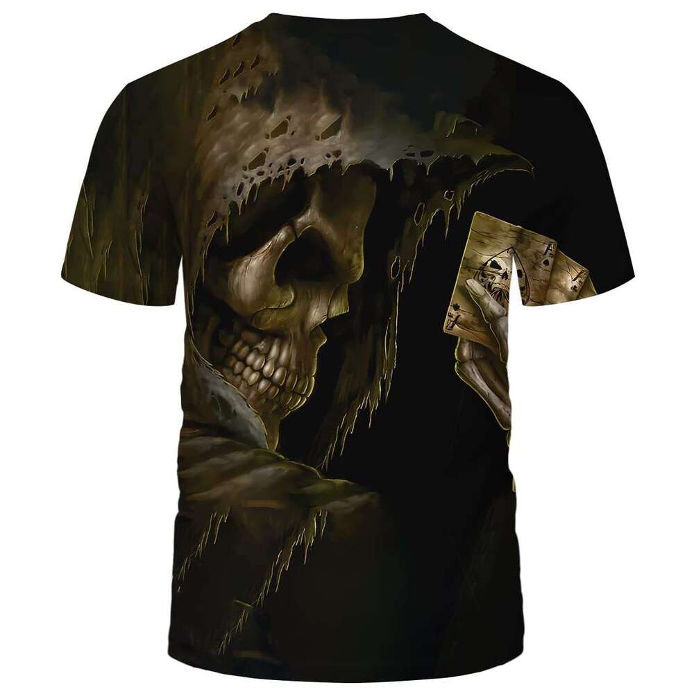 Halloween T Shirts Mens 3D Poker Skull Graphic Tees Short Sleeve T-Shirt Pattern Vintage Funny Casual Shirt tops Summer clothes tshirt 2025