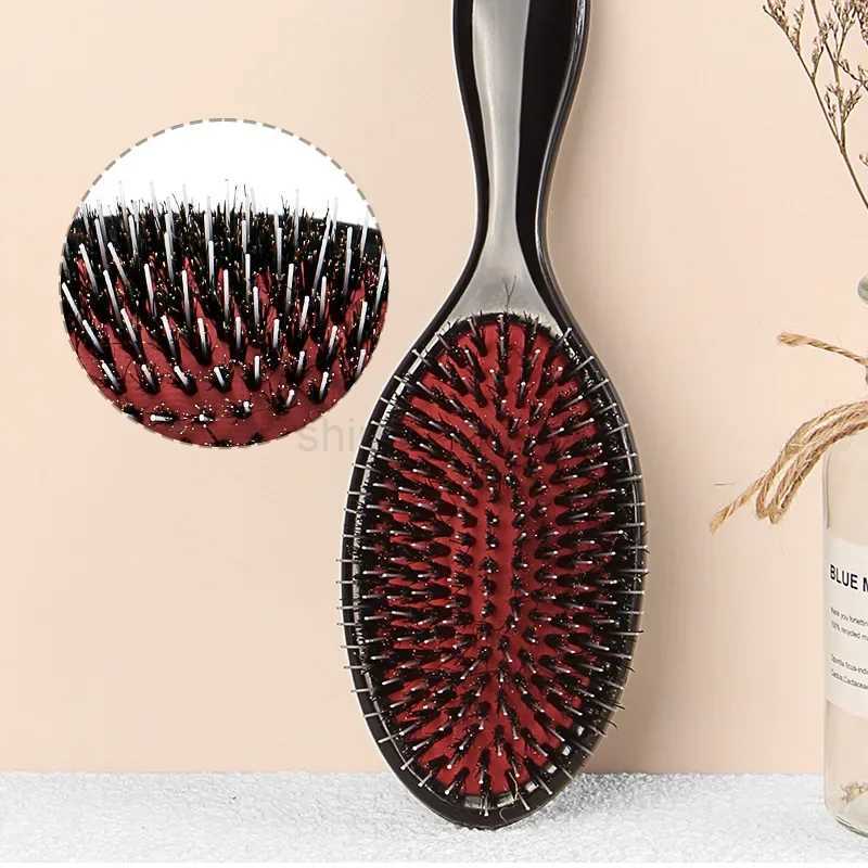 1PC Oval Boar Bridtle Nylon Hair Comb Mini Anti-dtatic Hair Scalp Maddage Comb Hairbrudh Salon Hair Care Brudh Styling ToolCL240727