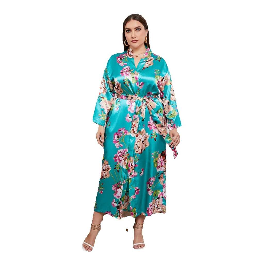 Japanese style oversized womens faux silk satin long sleeved pamas chubby mm can be worn at home