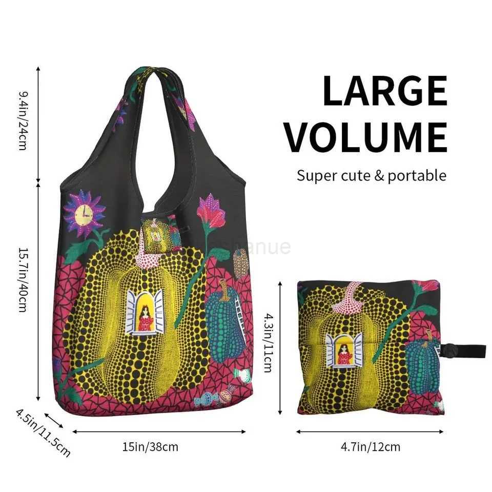 Yayoi Painting Kusama Abstract Shopping Bag Fashion Shopper Shoulder Grocery Tote Bag Big Capacity Portable HandbagX