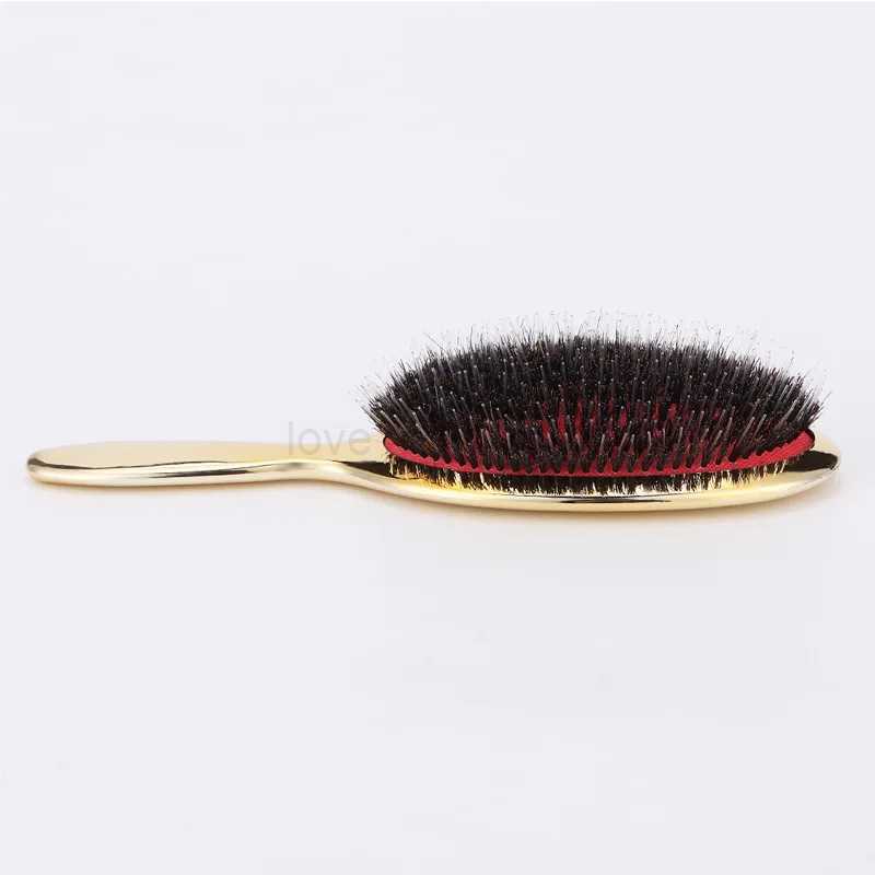 Luxury Gold And Silver Color Boar Bristle Paddle Hair Brush Oval Hair Brush Anti Static Hair Comb Hairdressing Massage CombM240727