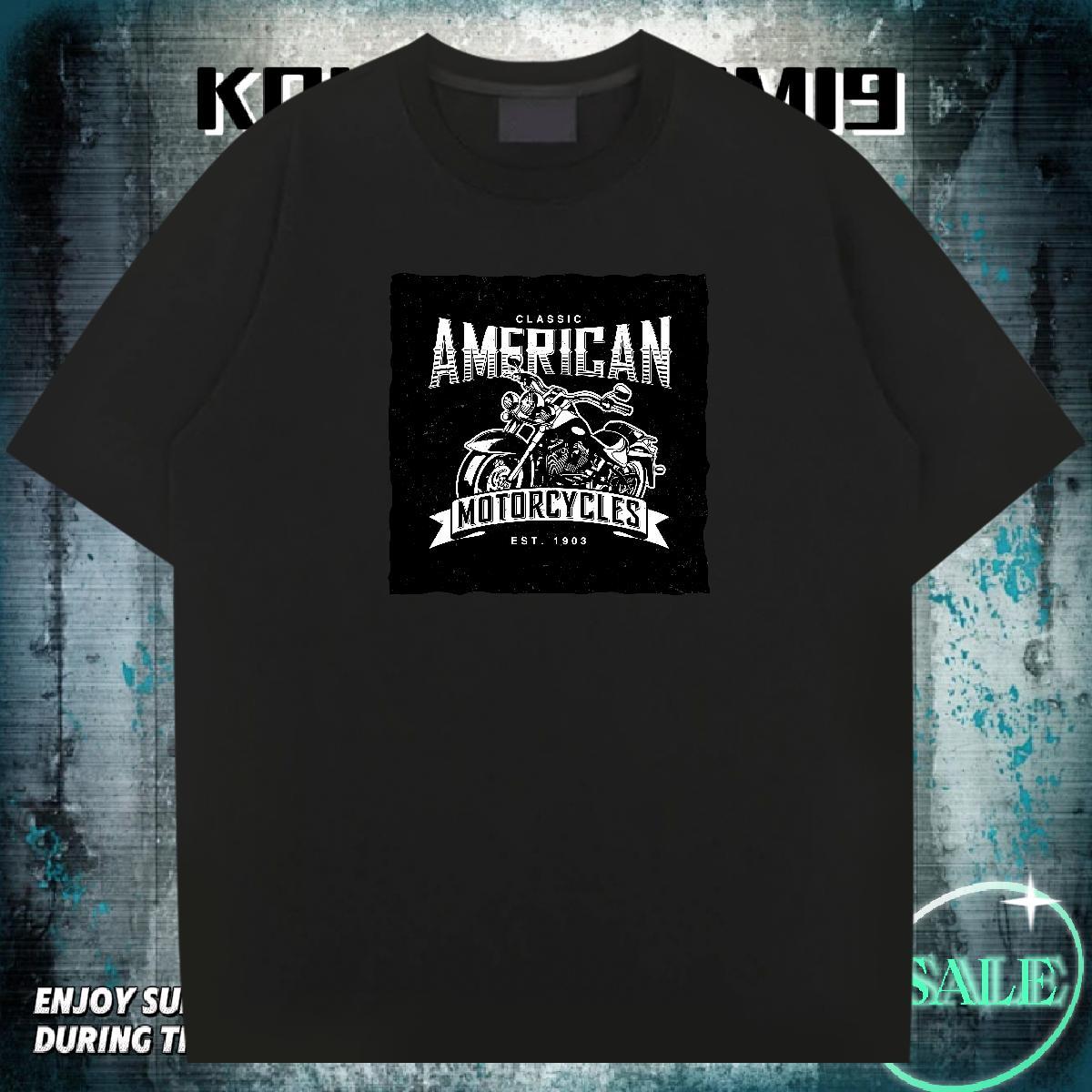 New Arrival T Shirt For Man Motorcycle Tee Shirt 230g 100% Cotton Outdoor Loose Plus Size Cartoon Short Sleeve O-Neck Men Tees