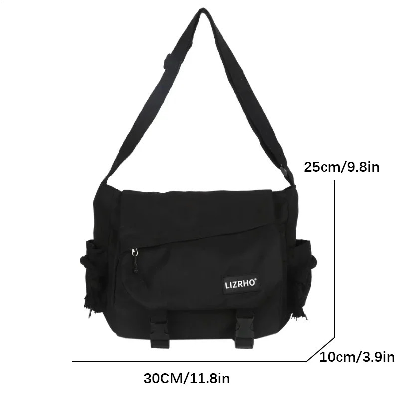 Messenger Bag Japanese Handbags School Korean Single Shoulder Girl Student Hong Kong Style Retro Large Capacity Postman Womens 240802