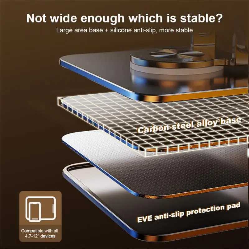 yylm Laptop Bracket Mobile phone tablet bracket aluminum alloy multifunctional desktop lazy bracket 360 degree rotation foldableM240725