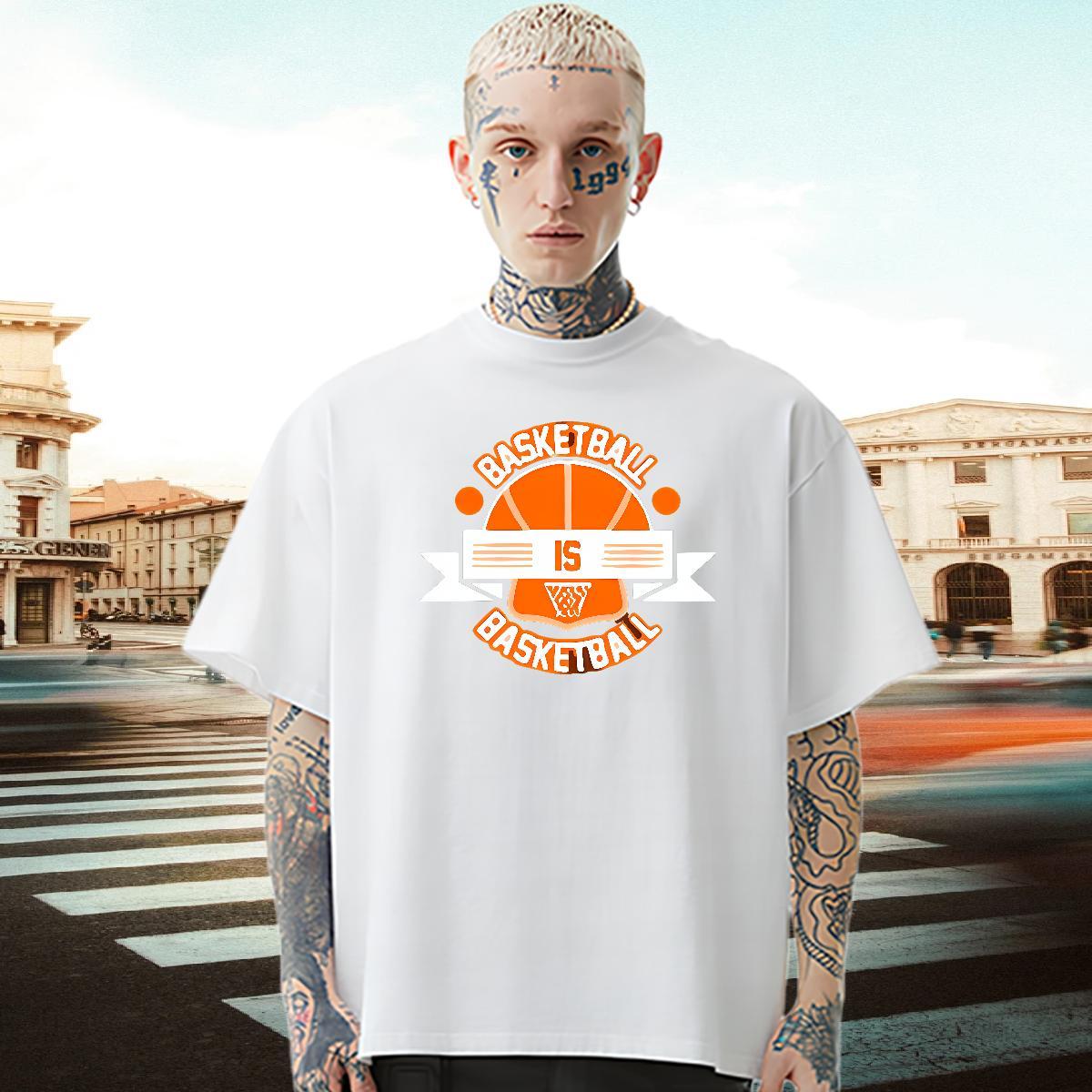 New Designer T-Shirts for Men letter Clothes 230g Pure Cotton Casual Daily Wear Loose Fit Asian Size Breathable Mens Tshirts