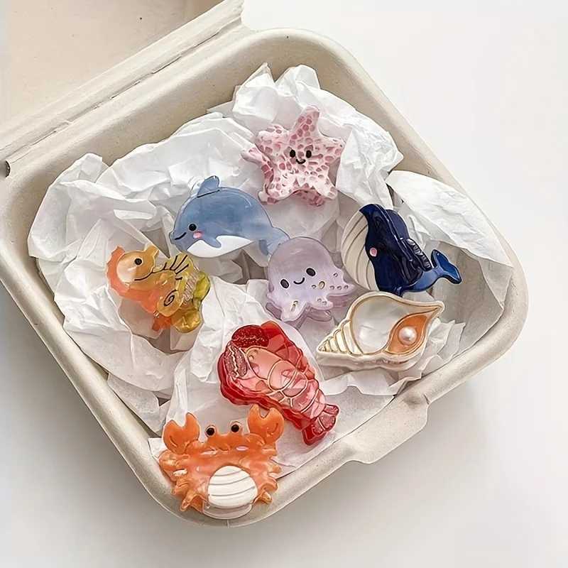 1pc Mini Hair Claw Clips Cute Ocean Animals Design Crab Whale Sea Shell Starfish Cute Sweet Hair Accessories For WomenL240727